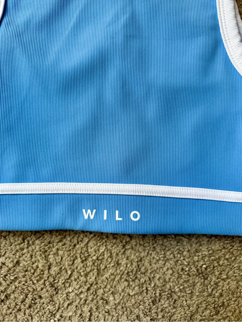 Wilo Sky Blue Contrast-Trim Crop Top - Picture 6 of 6